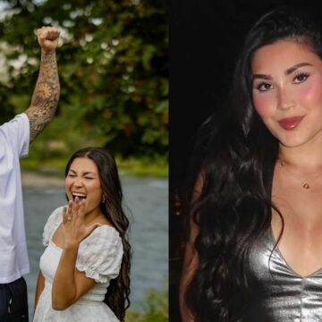 La fiancée de Dillon Gabriel Zo Caswell pose en maillots de bain rouge chic lors de la fuite de Young Couple