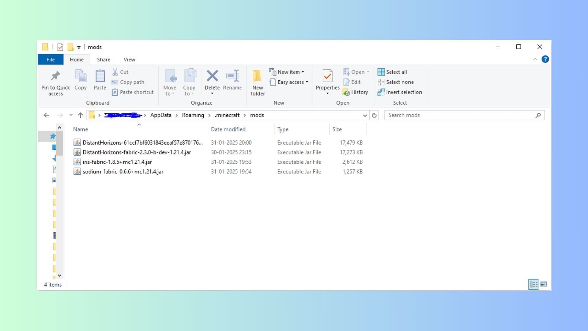 Placez le fichier pour Minecraft Sodium 1.21.8 dans le répertoire des mods (image via Sportskeeda Gaming || Sodium || Mojang)