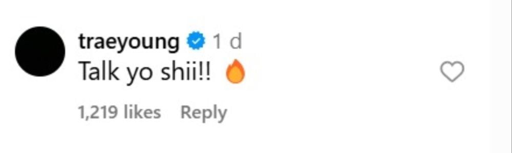 Trae Young commente le poste de Baker Mayfield. (Photo: @bakermayfield sur ig)