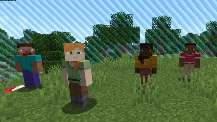 Le joueur de minecraft crée des effets de miroir en utilisant le mannequin dans le dernier instantané