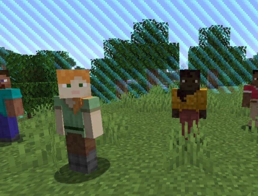 Le joueur de minecraft crée des effets de miroir en utilisant le mannequin dans le dernier instantané